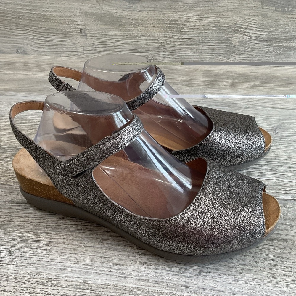 Dansko Marcy Pewter Metallic Wedge Sandals Womens Size 10.5-11 US - 41 EU